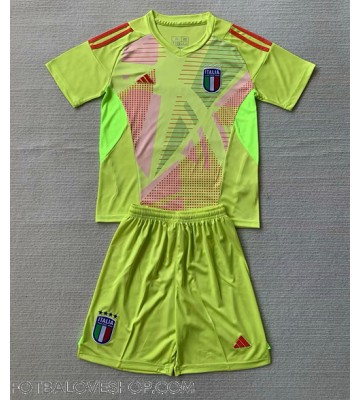 Itálie Brankářské Dětské Domácí Dres ME 2024 Krátký Rukáv (+ trenýrky)